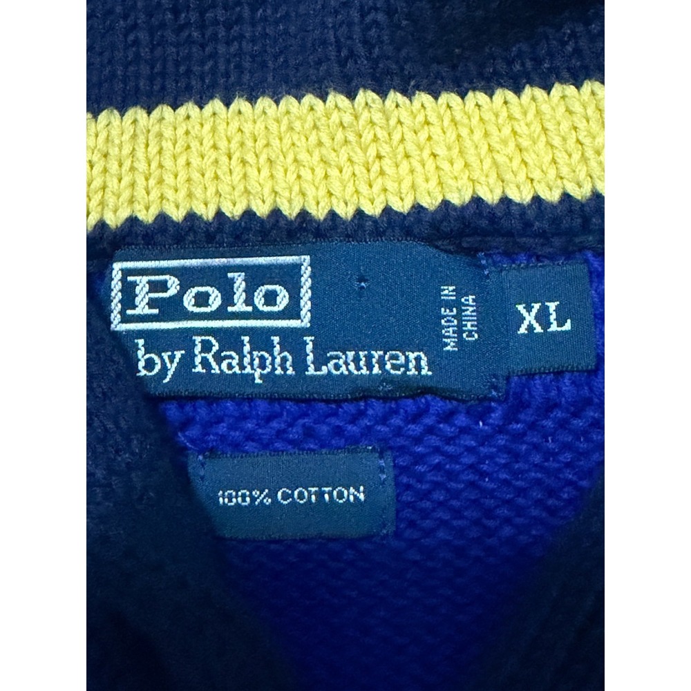 Polo Ralph Lauren Sweater Mens Extra Large Shawl Toggle Striped Cotton - Picture 2 of 12